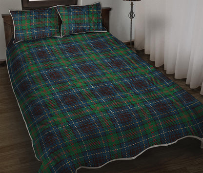Blue And Green Tartan Pattern Print Quilt Bed Set