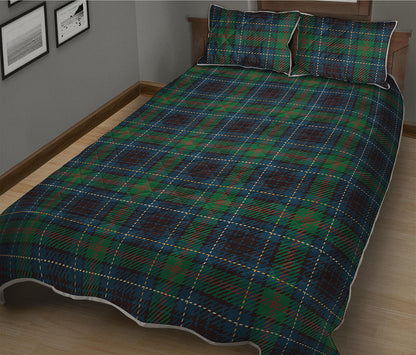 Blue And Green Tartan Pattern Print Quilt Bed Set