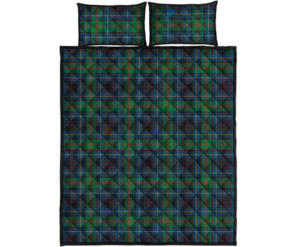 Blue And Green Tartan Pattern Print Quilt Bed Set