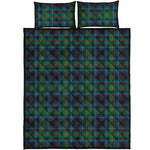 Blue And Green Tartan Pattern Print Quilt Bed Set