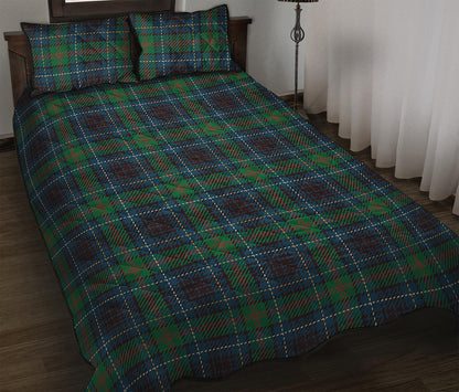 Blue And Green Tartan Pattern Print Quilt Bed Set