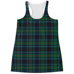 Blue And Green Tartan Pattern Print Women's Racerback Tank Top