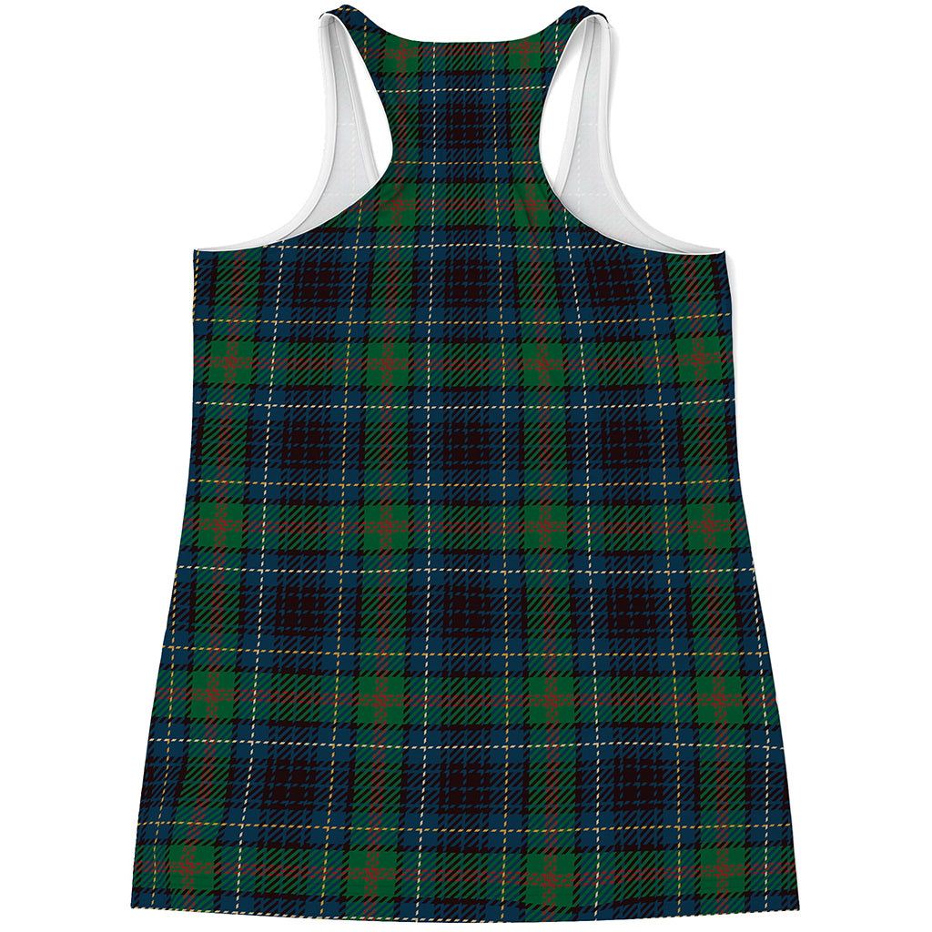 Blue And Green Tartan Pattern Print Women's Racerback Tank Top
