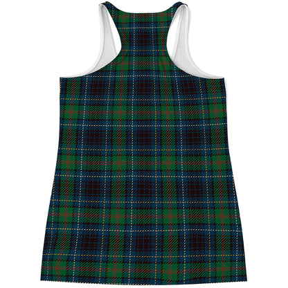 Blue And Green Tartan Pattern Print Women's Racerback Tank Top
