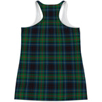 Blue And Green Tartan Pattern Print Women's Racerback Tank Top