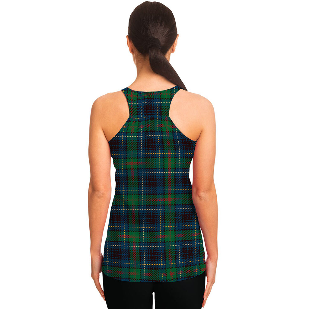 Blue And Green Tartan Pattern Print Women's Racerback Tank Top