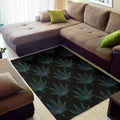 Blue And Green Weed Leaf Pattern Print Floor Mat