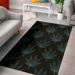 Blue And Green Weed Leaf Pattern Print Area Rug