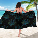 Blue And Green Weed Leaf Pattern Print Beach Sarong Wrap