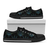 Blue And Green Weed Leaf Pattern Print Black Low Top Shoes