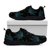 Blue And Green Weed Leaf Pattern Print Black Sneakers