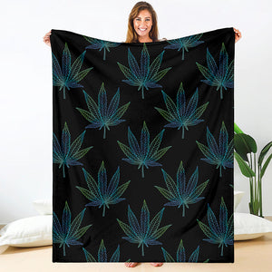 Blue And Green Weed Leaf Pattern Print Blanket