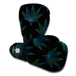 Blue And Green Weed Leaf Pattern Print Boxing Gloves