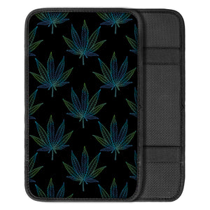 Blue And Green Weed Leaf Pattern Print Car Center Console Cover