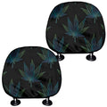 Blue And Green Weed Leaf Pattern Print Car Headrest Covers