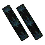 Blue And Green Weed Leaf Pattern Print Car Seat Belt Covers