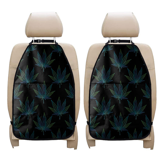 Blue And Green Weed Leaf Pattern Print Car Seat Organizers