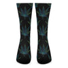 Blue And Green Weed Leaf Pattern Print Crew Socks