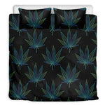 Blue And Green Weed Leaf Pattern Print Duvet Cover Bedding Set