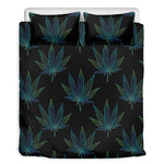 Blue And Green Weed Leaf Pattern Print Duvet Cover Bedding Set