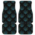 Blue And Green Weed Leaf Pattern Print Front and Back Car Floor Mats