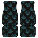 Blue And Green Weed Leaf Pattern Print Front and Back Car Floor Mats