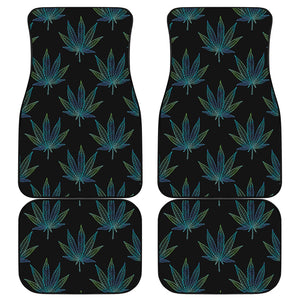 Blue And Green Weed Leaf Pattern Print Front and Back Car Floor Mats