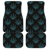 Blue And Green Weed Leaf Pattern Print Front and Back Car Floor Mats