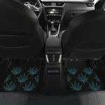 Blue And Green Weed Leaf Pattern Print Front and Back Car Floor Mats