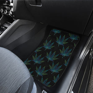 Blue And Green Weed Leaf Pattern Print Front and Back Car Floor Mats