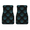 Blue And Green Weed Leaf Pattern Print Front Car Floor Mats