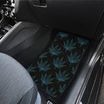 Blue And Green Weed Leaf Pattern Print Front Car Floor Mats