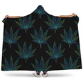 Blue And Green Weed Leaf Pattern Print Hooded Blanket