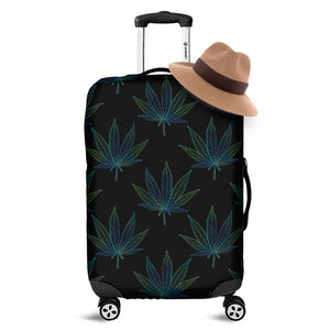 Blue And Green Weed Leaf Pattern Print Luggage Cover