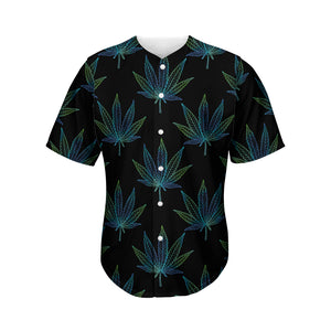 Blue And Green Weed Leaf Pattern Print Men's Baseball Jersey