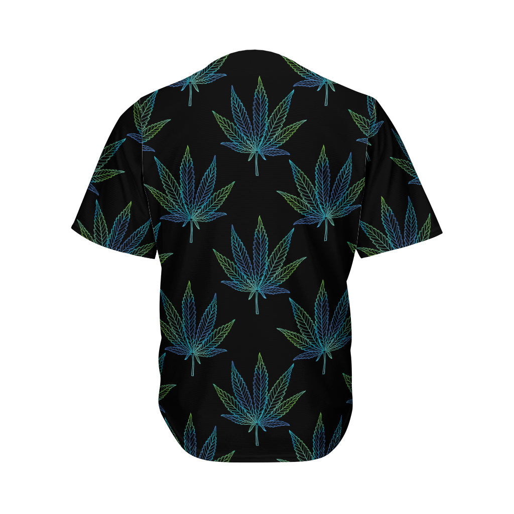 Blue And Green Weed Leaf Pattern Print Men's Baseball Jersey