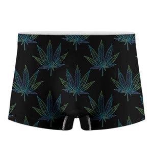 Blue And Green Weed Leaf Pattern Print Men's Boxer Briefs