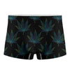 Blue And Green Weed Leaf Pattern Print Men's Boxer Briefs