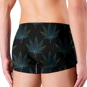 Blue And Green Weed Leaf Pattern Print Men's Boxer Briefs