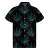 Blue And Green Weed Leaf Pattern Print Men's Short Sleeve Shirt