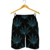 Blue And Green Weed Leaf Pattern Print Men's Shorts