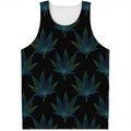 Blue And Green Weed Leaf Pattern Print Men's Tank Top
