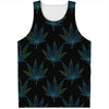 Blue And Green Weed Leaf Pattern Print Men's Tank Top