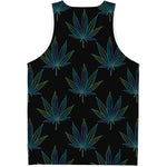 Blue And Green Weed Leaf Pattern Print Men's Tank Top