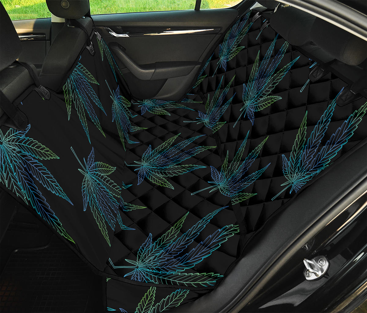 Blue And Green Weed Leaf Pattern Print Pet Car Back Seat Cover