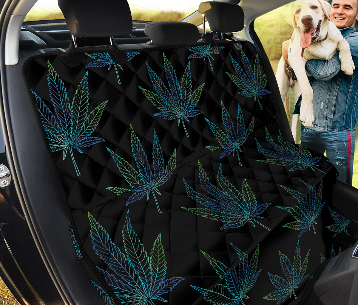 Blue And Green Weed Leaf Pattern Print Pet Car Back Seat Cover