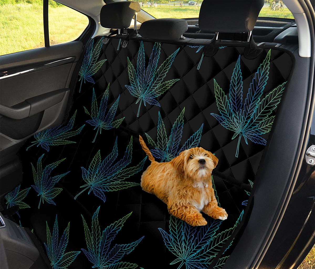 Blue And Green Weed Leaf Pattern Print Pet Car Back Seat Cover