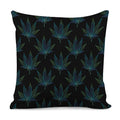 Blue And Green Weed Leaf Pattern Print Pillow Cover