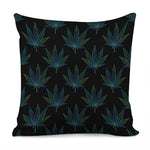 Blue And Green Weed Leaf Pattern Print Pillow Cover