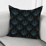 Blue And Green Weed Leaf Pattern Print Pillow Cover